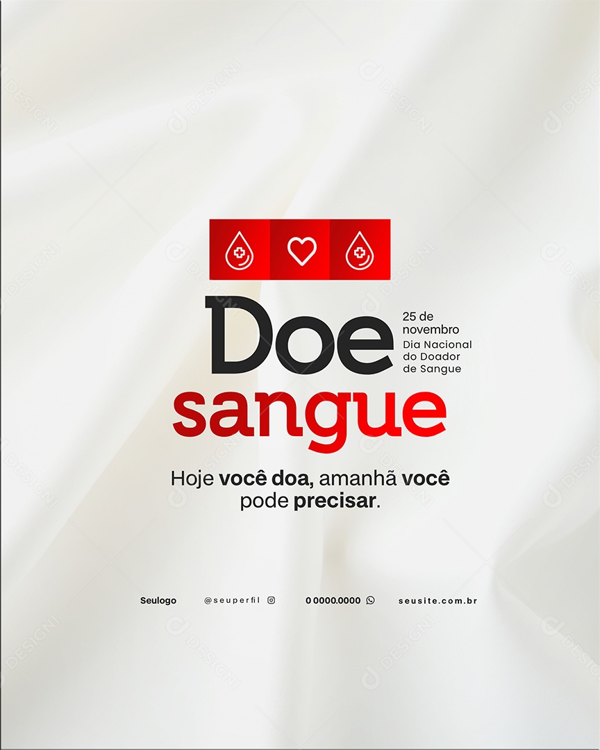 Dia Nacional do Doador de Sangue 25 de Novembro Social Media PSD Editável
