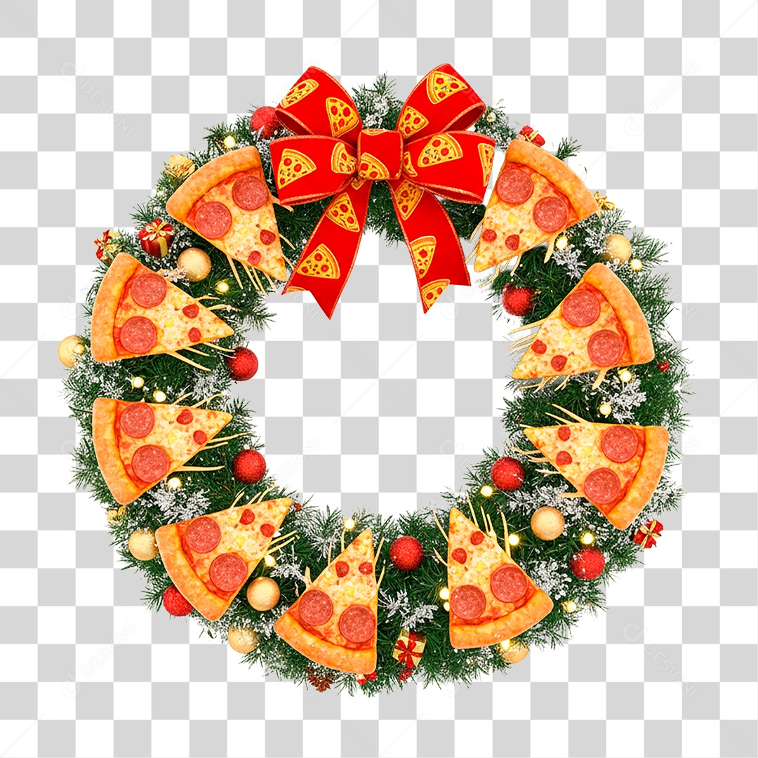 Guirlanda de Natal Pizza PNG Transparente