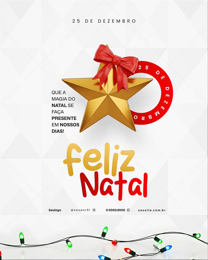 Feliz Natal 25 de Dezembro Social Media PSD Editável