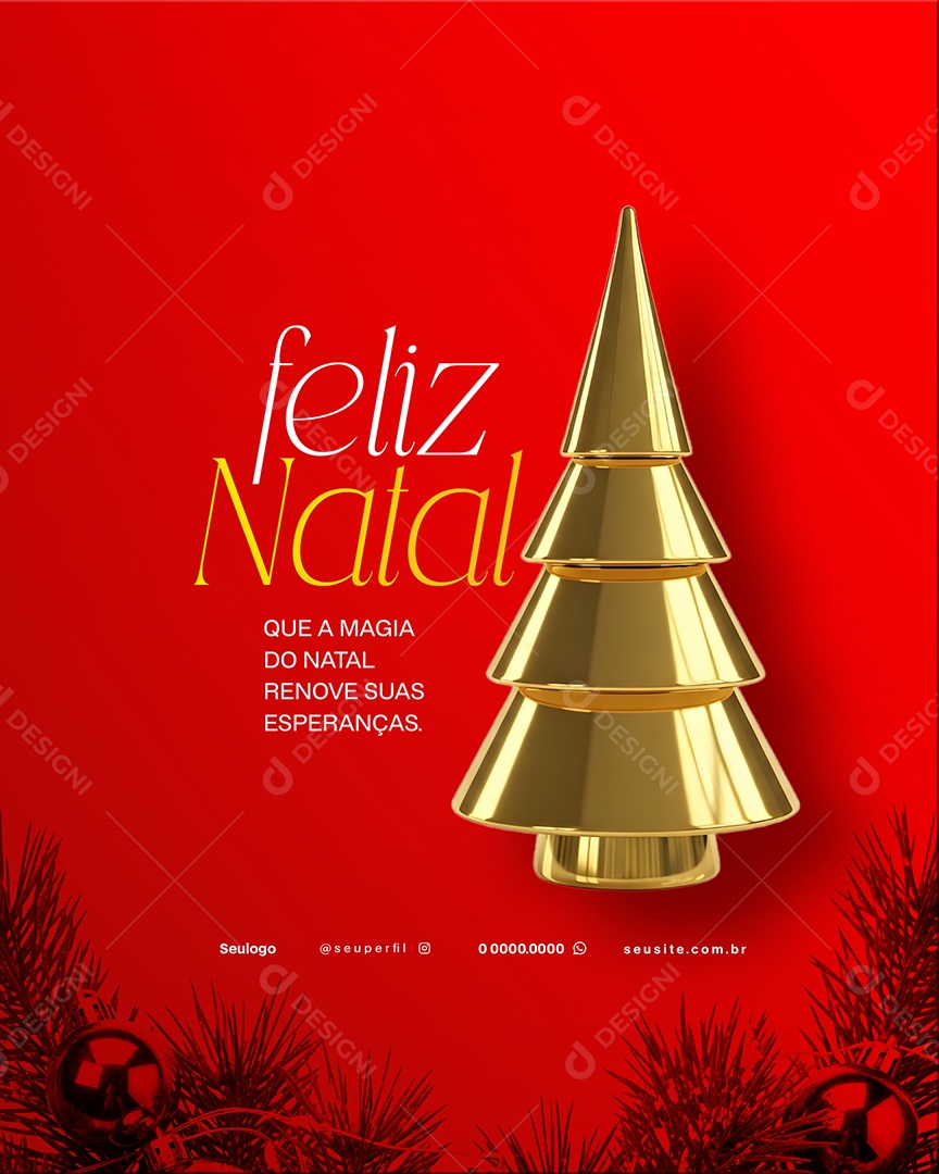 Feliz Natal 25 de Dezembro Social Media PSD Editável