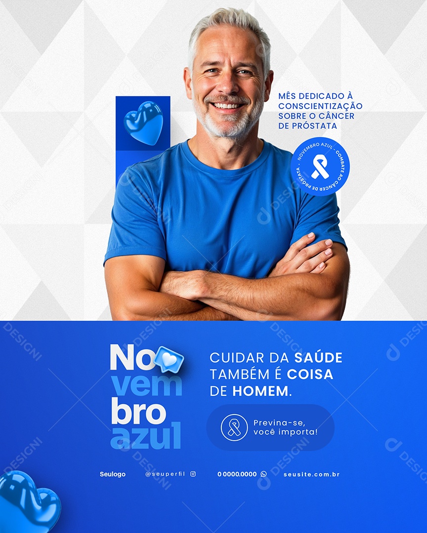 Novembro Azul Mês Dedicado à Conscientização Sobre o Câncer de Prostata Social Media PSD Editável