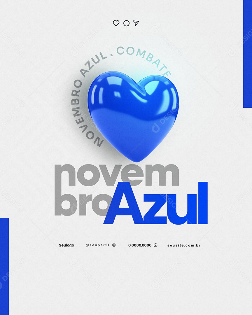 Novembro Azul Mês de Conscientização Sobre o Câncer de Prostata Social Media PSD Editável
