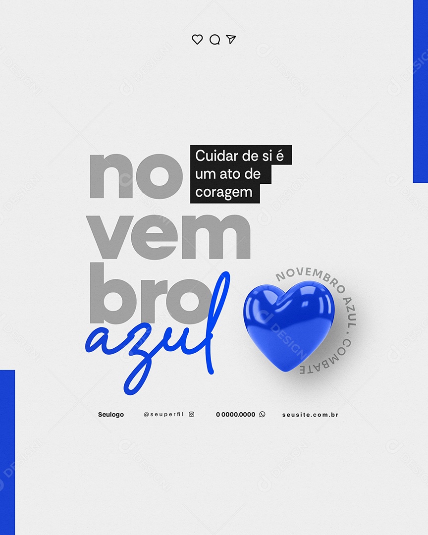 Novembro Azul Cuidar de Si é Um Ato de Coragem Social Media PSD Editável