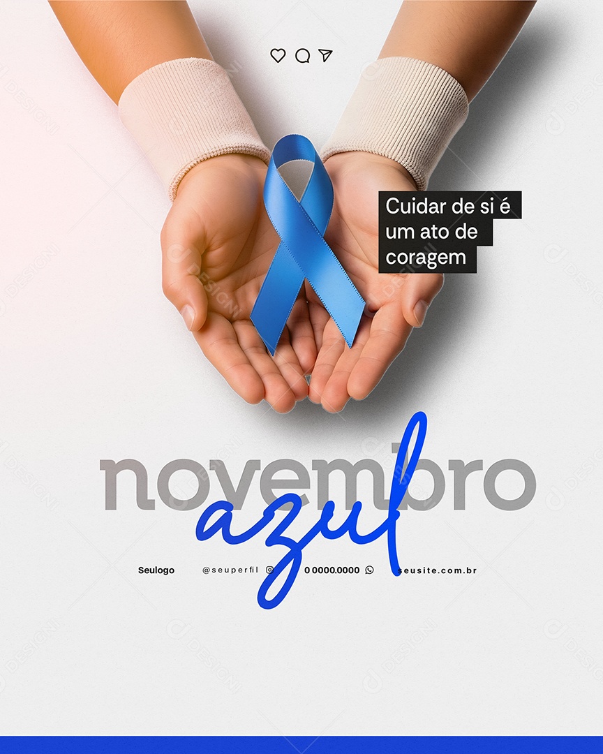 Novembro Azul Cuidar de Si é Um Ato de Coragem Social Media PSD Editável