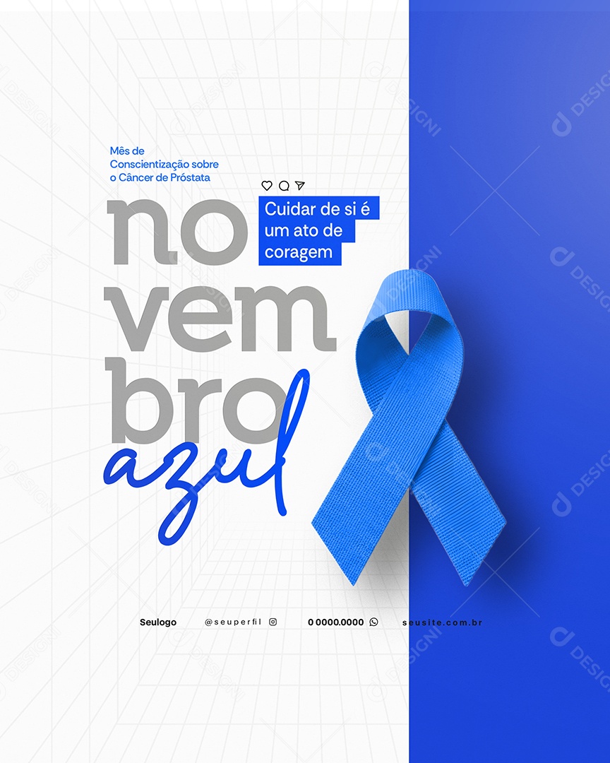 Novembro Azul Cuidar de Si é Um Ato de Coragem Social Media PSD Editável