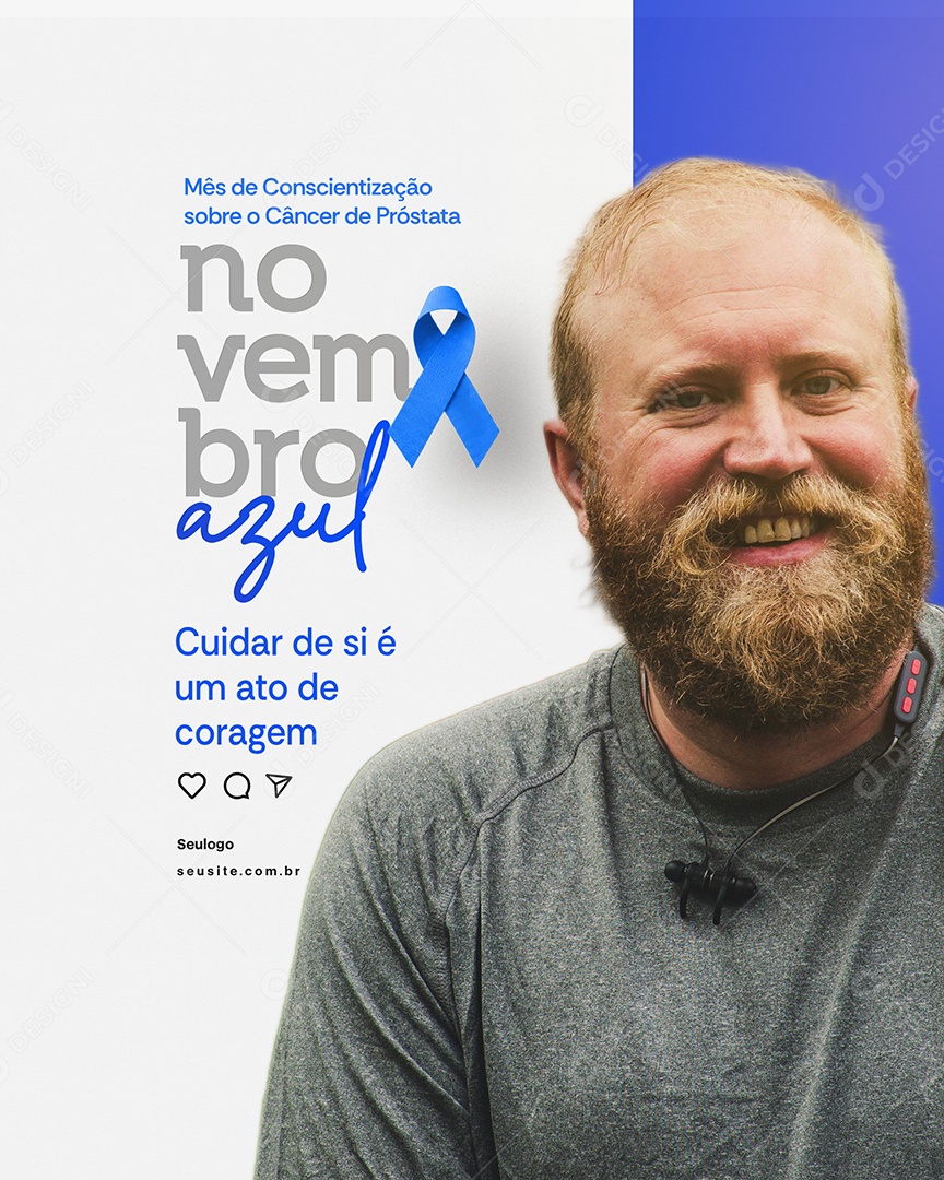 Novembro Azul Mês de Conscientização Sobre o Câncer de Prostata Social Media PSD Editável