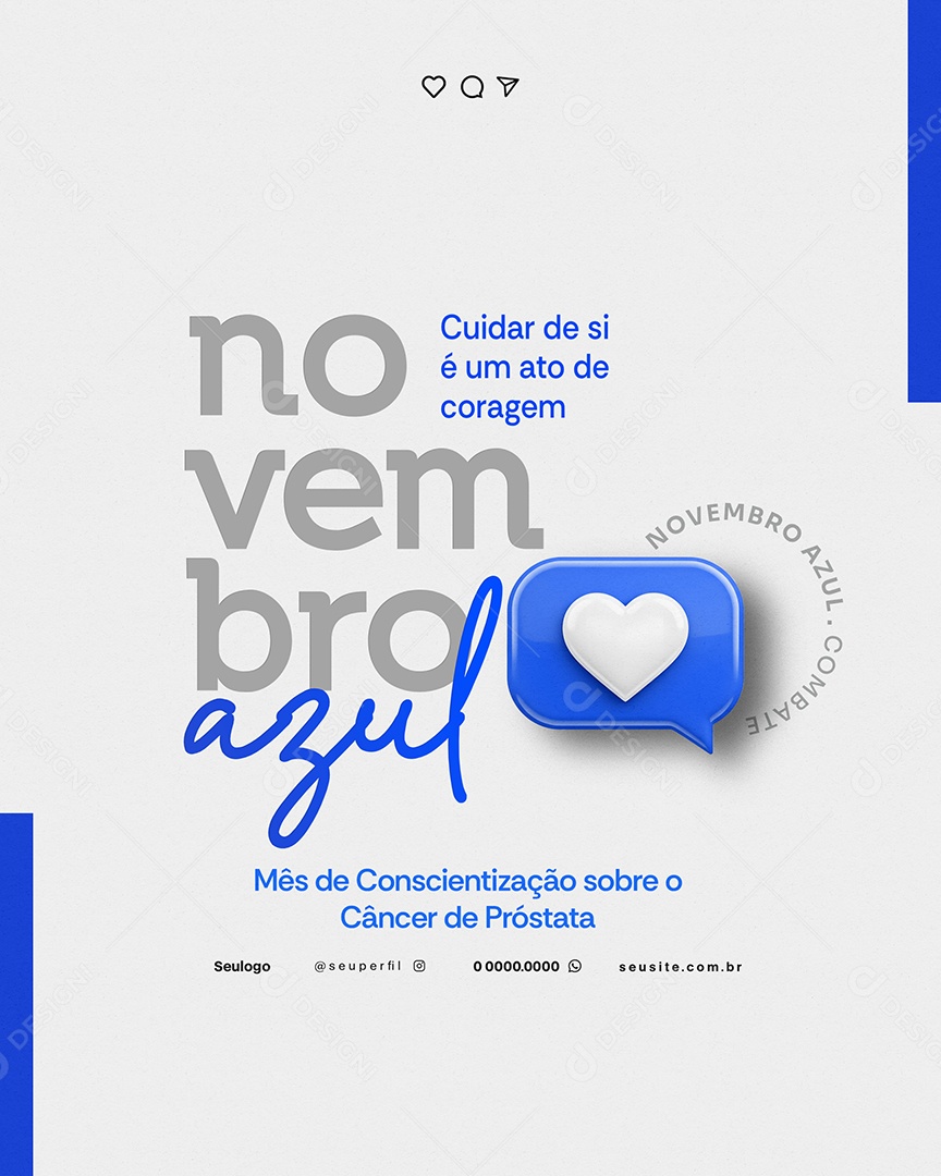 Novembro Azul Cuidar de Si é Um Ato de Coragem Social Media PSD Editável