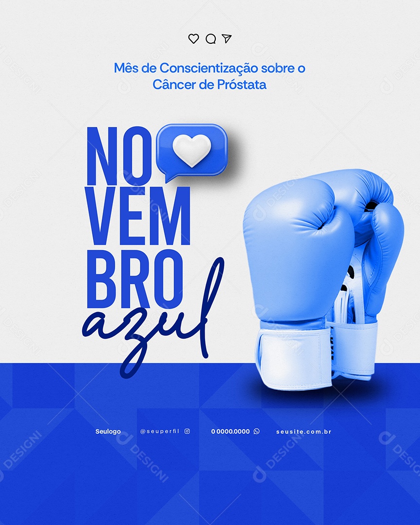 Novembro Azul Mês de Conscientização Sobre o Câncer de Prostata Social Media PSD Editável