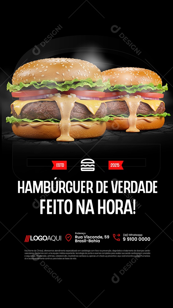 Story Hamburgueria Hambúrguer de Verdade Feito na Hora Social Media PSD Editável