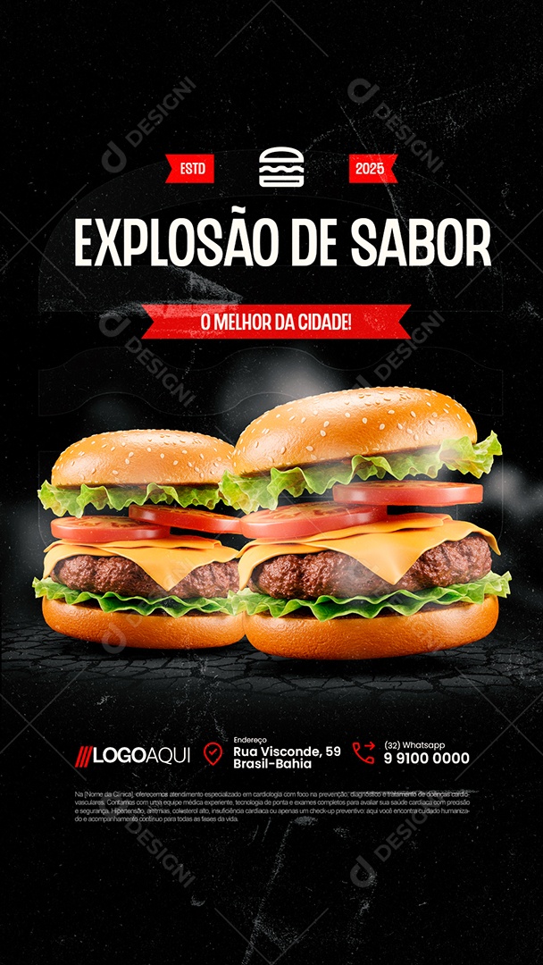 Story Hamburgueria Explosão de Sabor O Melhor da Cidade Social Media PSD Editável