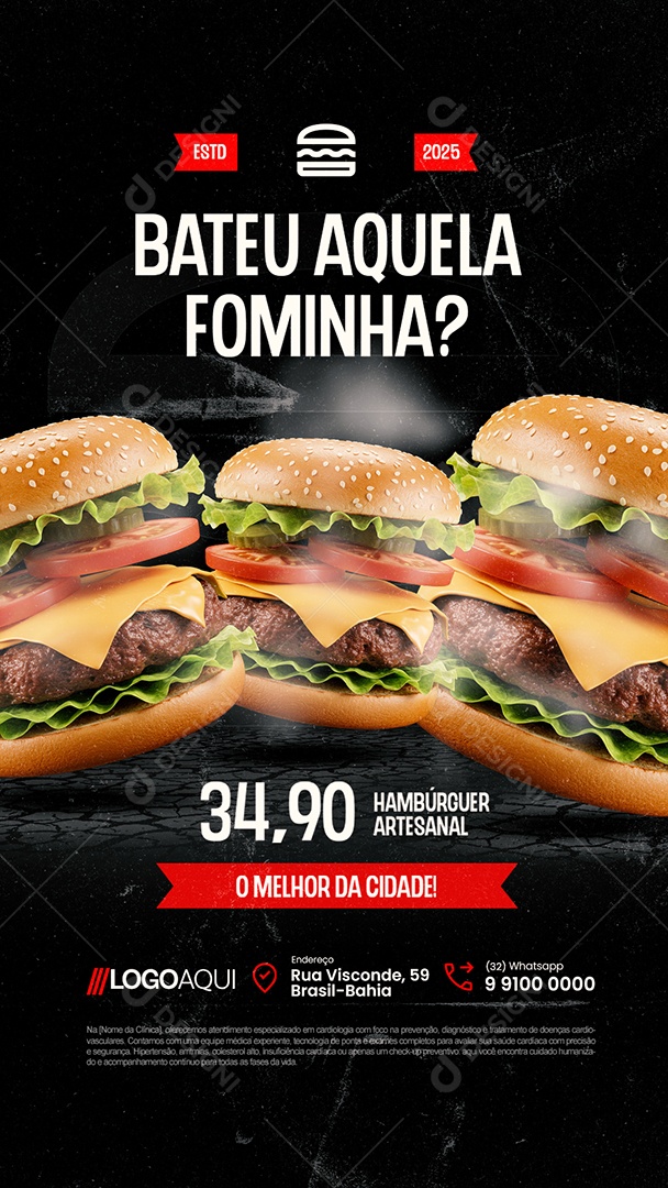 Story Hamburgueria Bateu Aquela Fominha Social Media PSD Editável