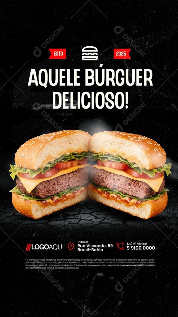 Story Hamburgueria Aquele Búrguer Delicioso Social Media PSD Editável
