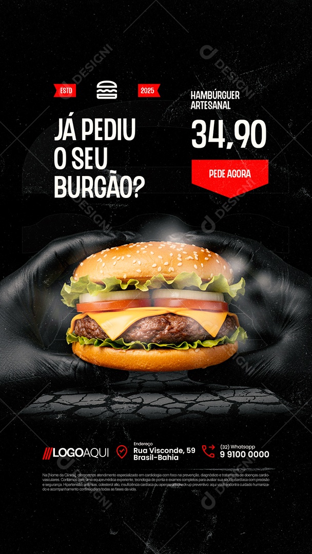 Story Hamburgueria Já Pediu o Seu Burgão Social Media PSD Editável
