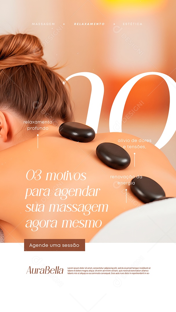Story Massagista Três Motivos para Agendar sua Massagem Agora Mesmo Social Media PSD Editável