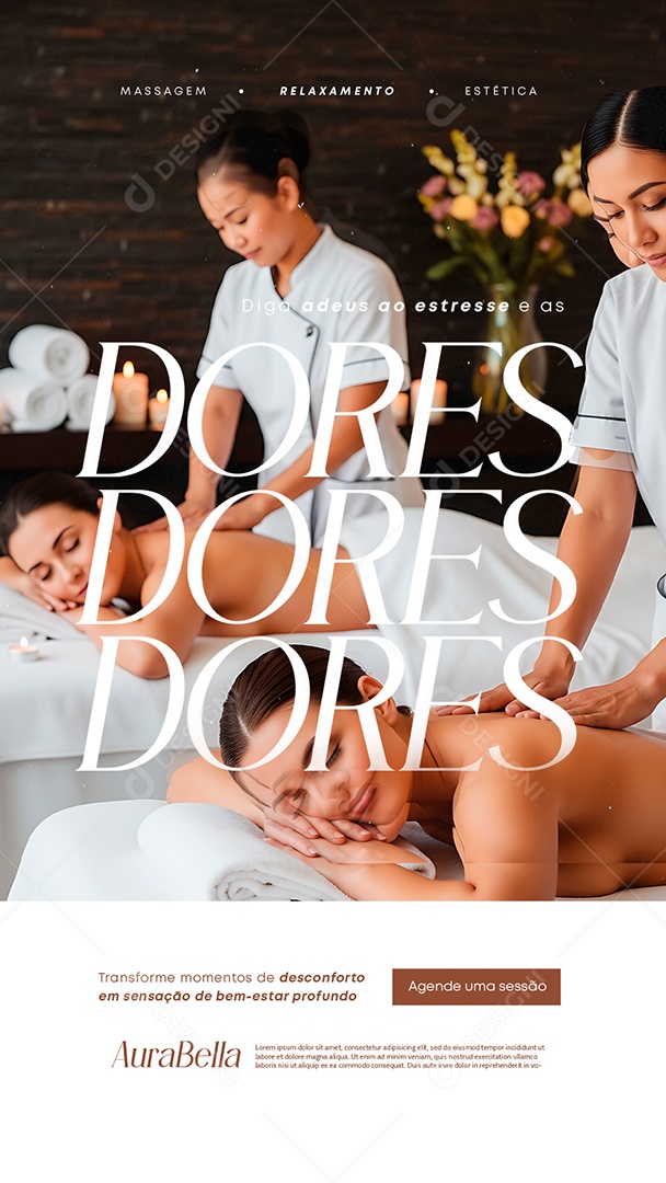 Story Massagem Diga Adeus ao Estresse e As Dores Social Media PSD Editável