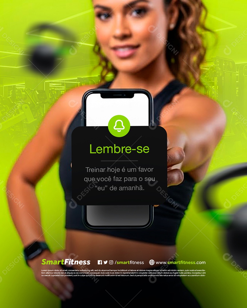 Lembrete Academia Treinar Hoje é Um Favor Social Media PSD Editável