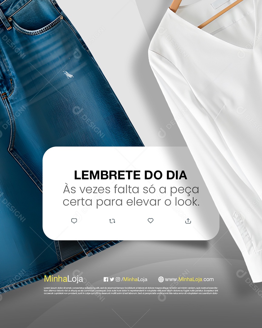 Lembrete do Dia Moda Loja de Roupas Às Vezes Falta Só a Peça Social Media PSD Editável