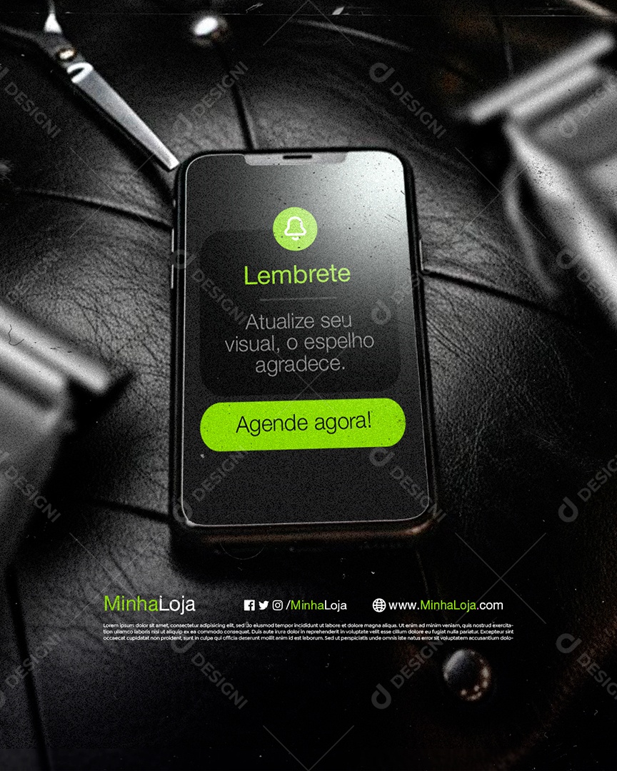 Lembrete Barbearia Atualize Seu Visual Social Media PSD Editável