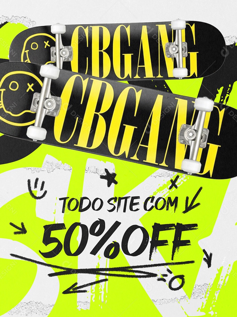 Loja de Skate Todo Site com 50% Off Social Media PSD Editável