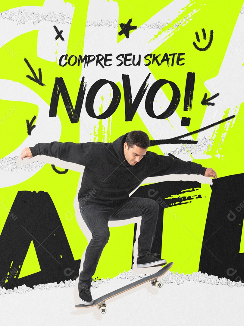 Loja de Skate Compre Seu Skate Novo Social Media PSD Editável