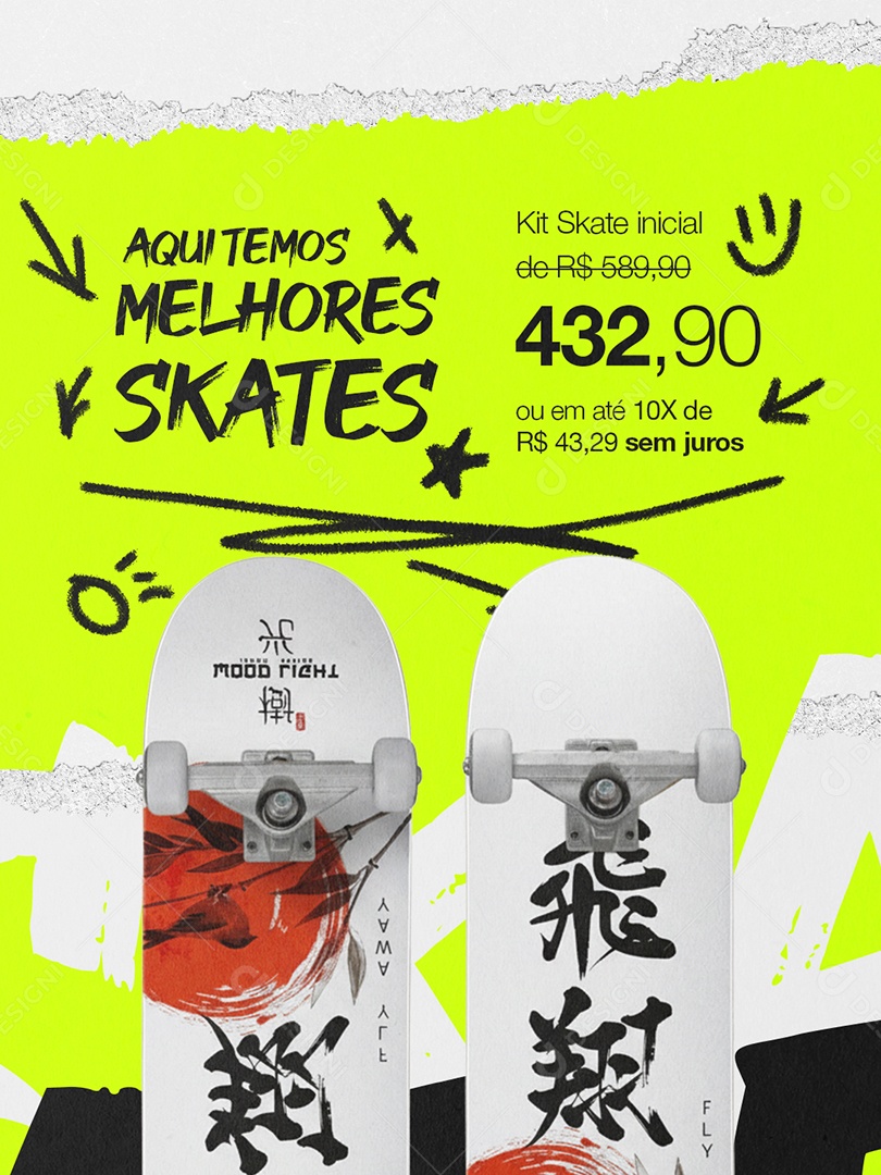 Loja de Skate Aqui Temos Melhores Skates Social Media PSD Editável