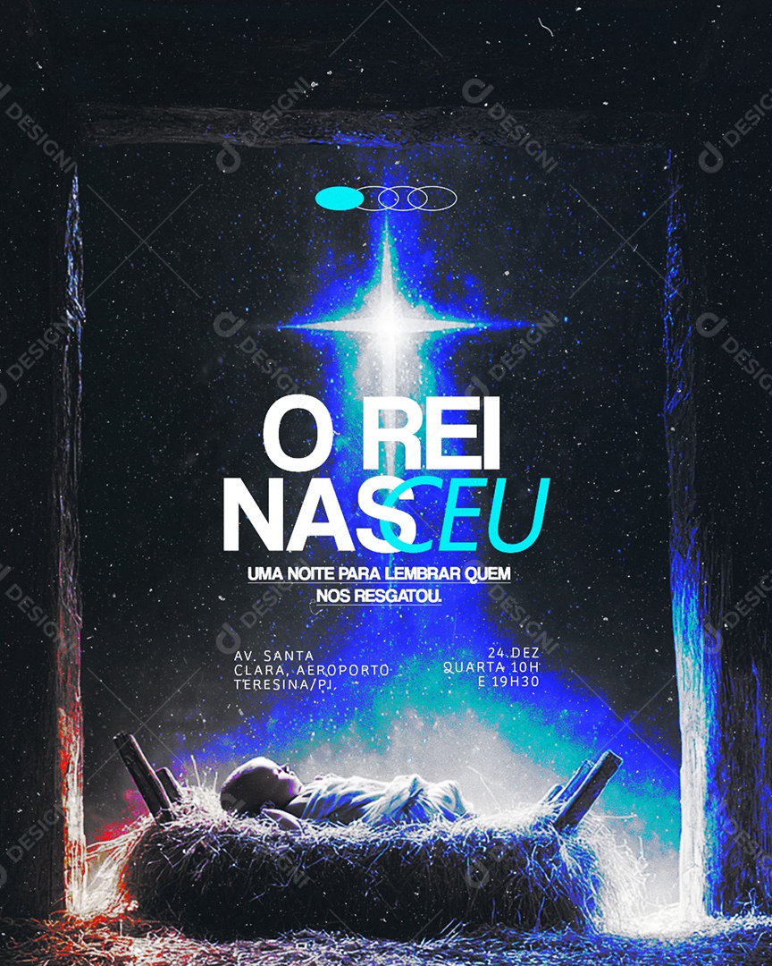 Flyer Gospel O Rei Nasceu Uma Noite para Lembrar Social Media PSD Editável