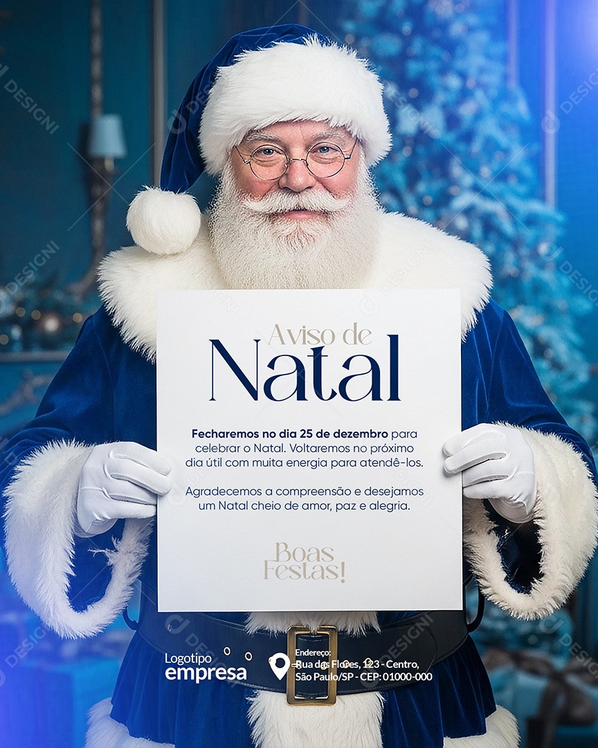 Aviso de Feliz Natal Social Media PSD Editável