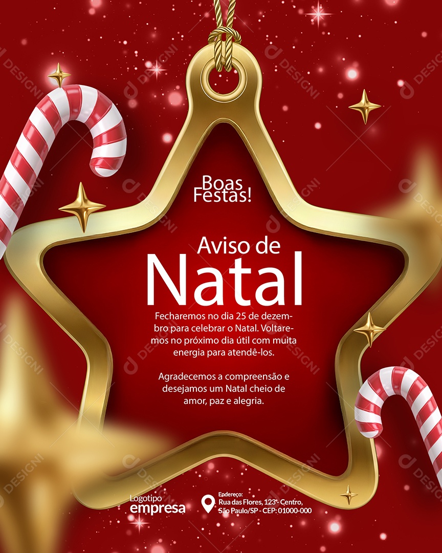 Aviso de Natal Social Media PSD Editável