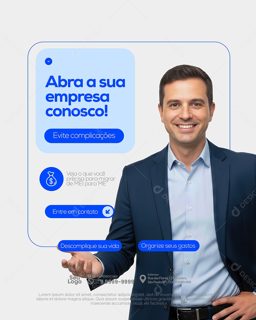 Contabilidade Abra a Empresa Conosco Social Media PSD Editável