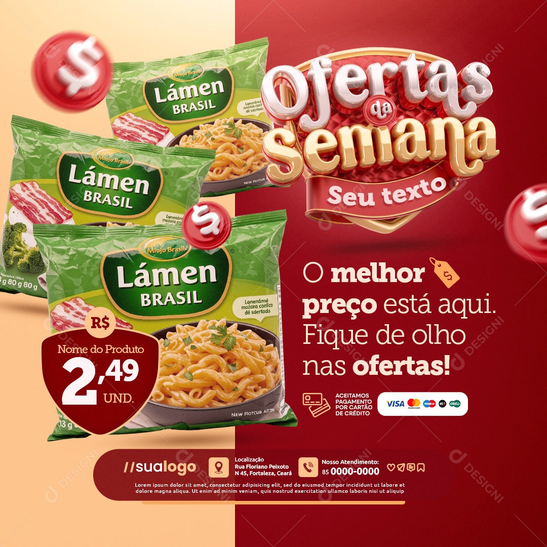 Ofertas da Semana Supermercado O Melhor Preço Está Aqui Social Media PSD Editável