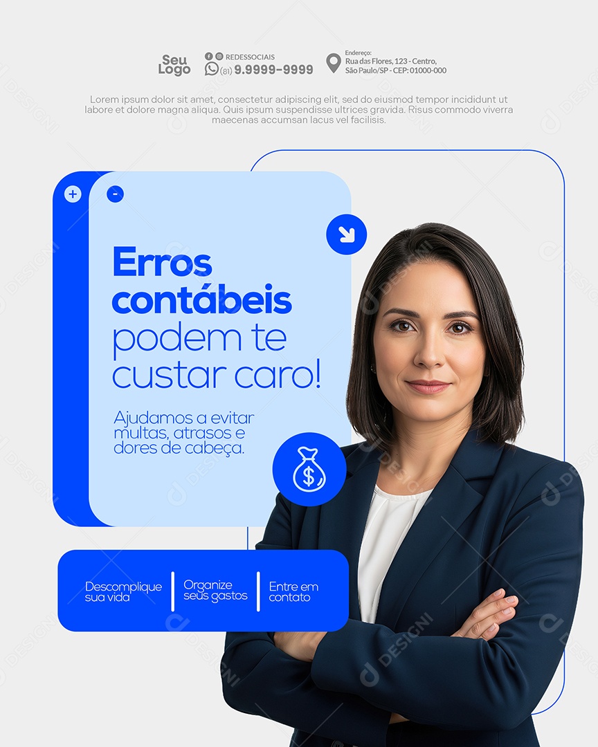 Contabilidade Erros Contábeis Social Media PSD Editável