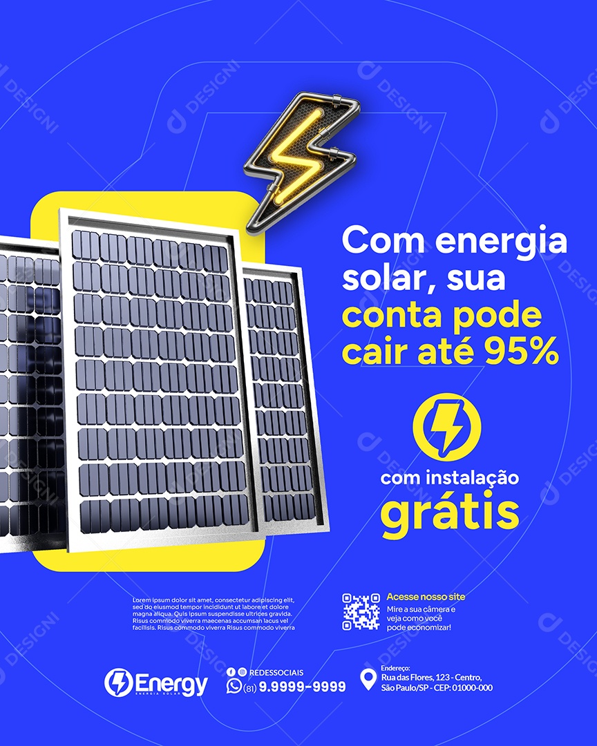 Energia Solar Com Energia Solar Social Media PSD Editável