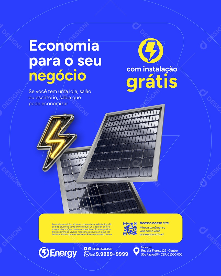 Energia Solar Com Instalação Social Media PSD Editável