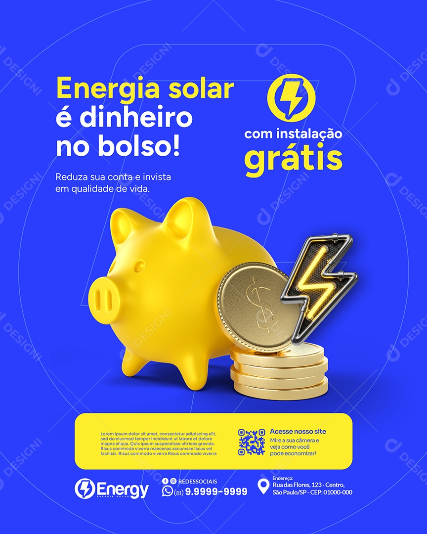 Energia Solar Energia Solar Social Media PSD Editável