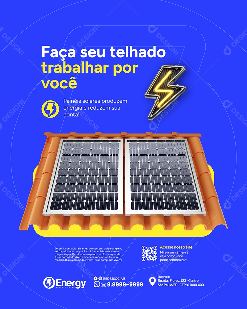 Energia Solar Faça seu Telhado Social Media PSD Editável