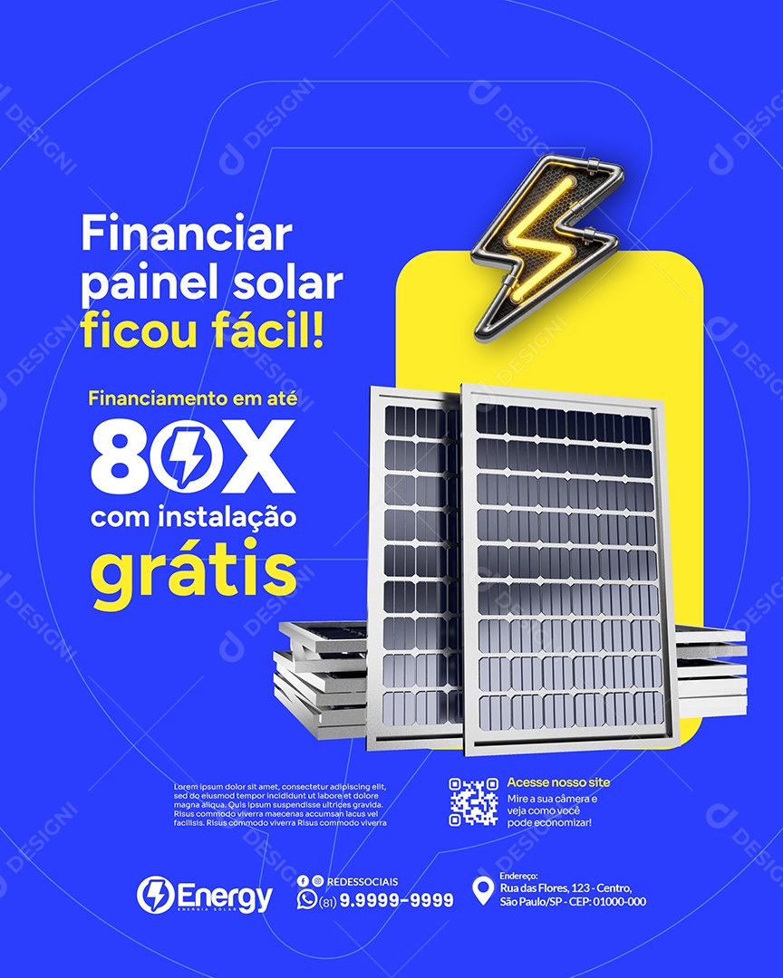 Energia Solar Financiar Social Media PSD Editável