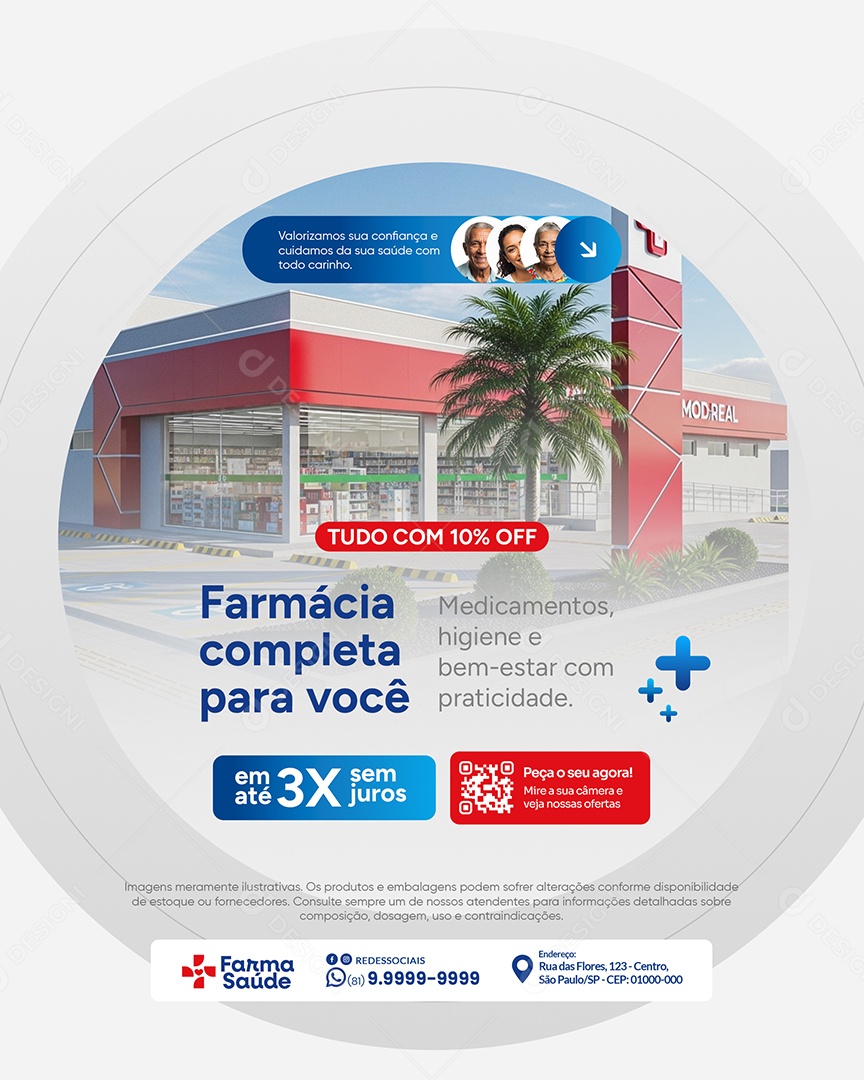 Farmácia Completa para Você Promoção Social Media PSD Editável
