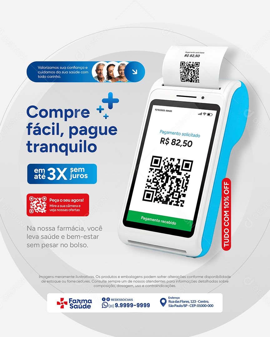 Farmácia Promoção Compre Fácil Social Media PSD Editável
