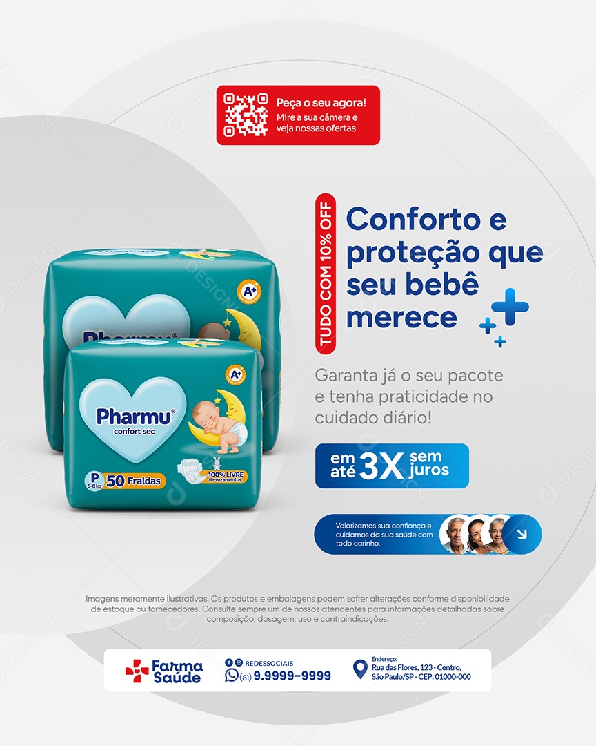Farmácia Promoção Conforto e Proteção Social Media PSD Editável