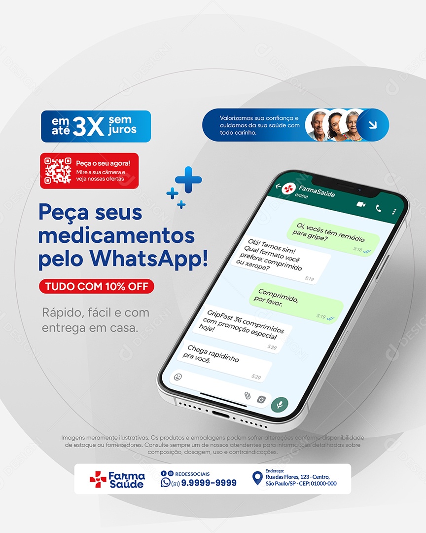 Farmácia Promoção Peça Seus Medicamentos Social Media PSD Editável