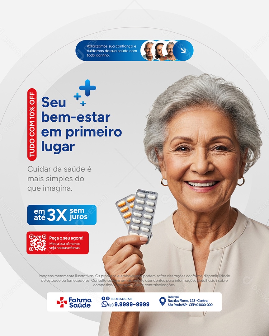 Farmácia Promoção Seu Bem-Estar Social Media PSD Editável