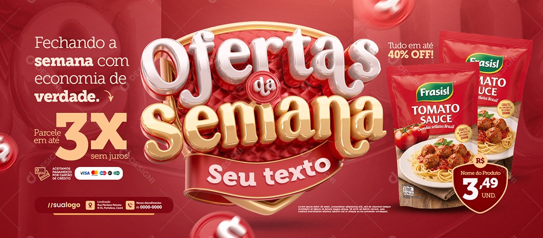 Banner Ofertas da Semana Supermercado Fechando a Semana com Economia Social Media PSD Editável