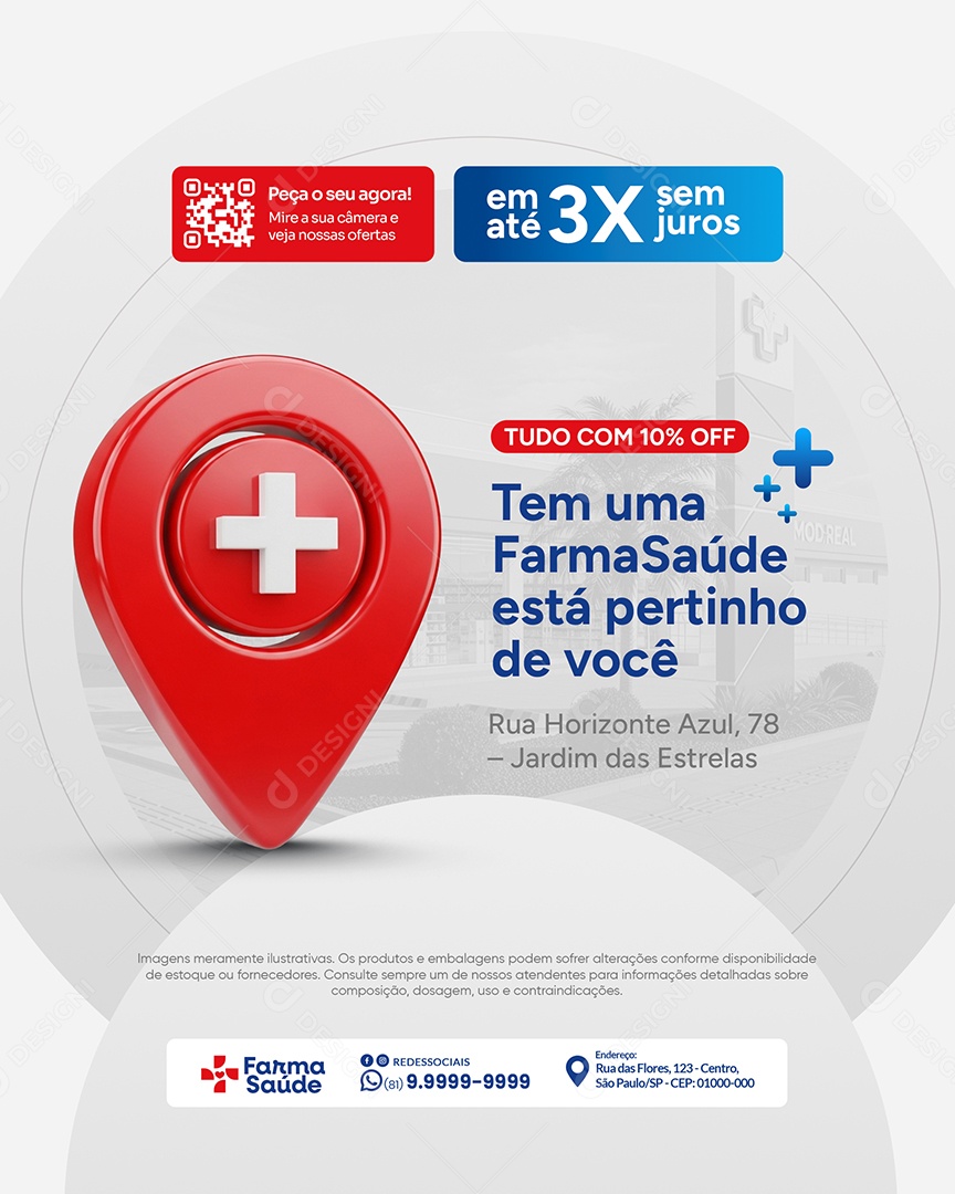 Farmácia Promoção Tem uma Social Media PSD Editável