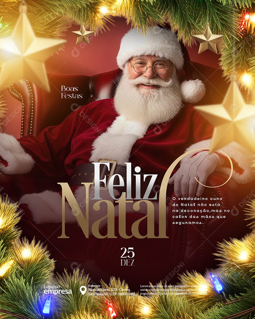 Feliz Natal Boas Festas Logotipo Social Media PSD Editável