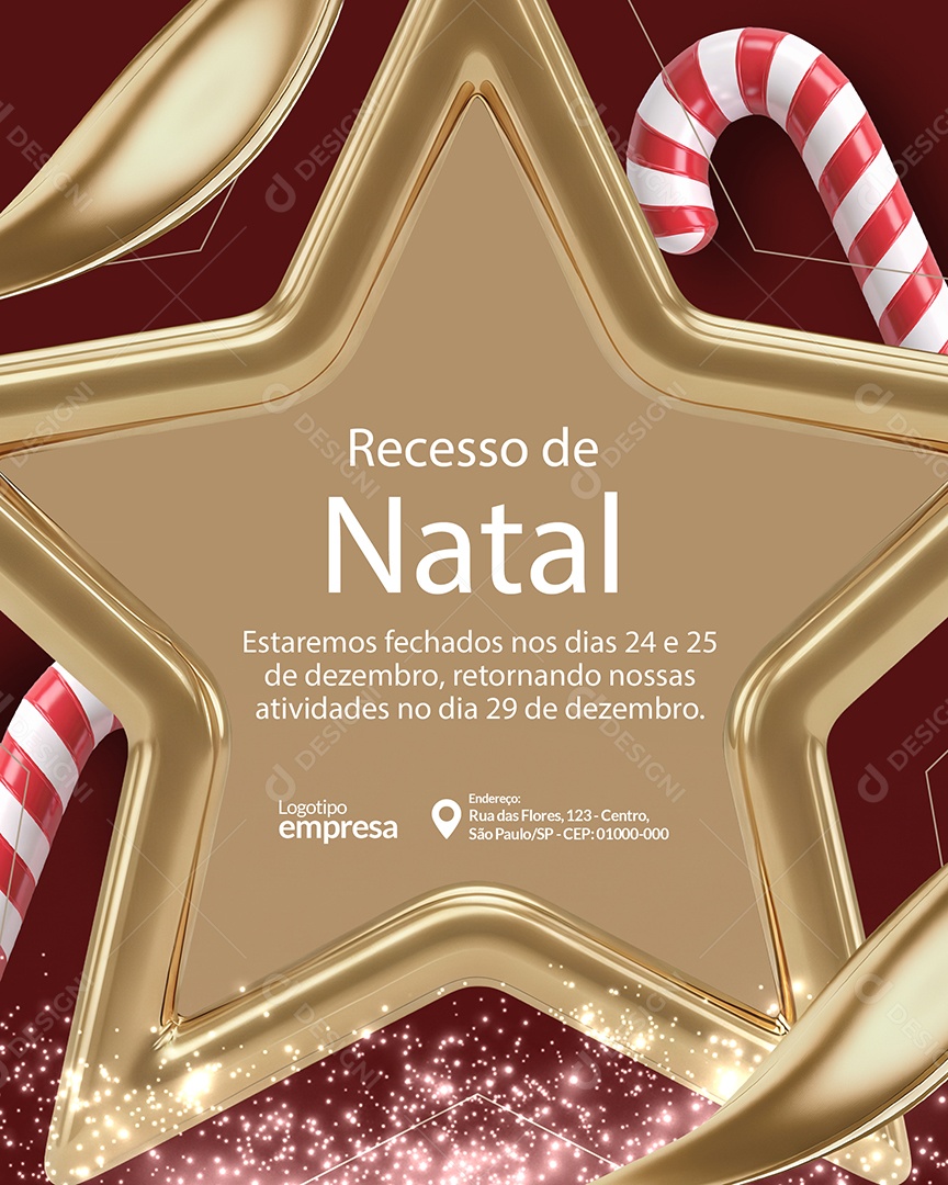 Feliz Natal Estaremos Fechados Social Media PSD Editável