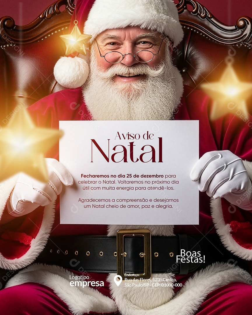 Feliz Natal Fecharemos dia 25 Social Media PSD Editável