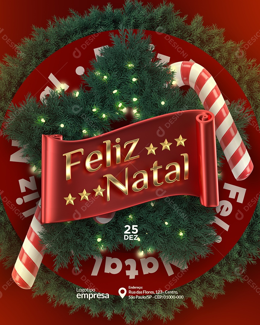 Feliz Natal Logo Social Media PSD Editável