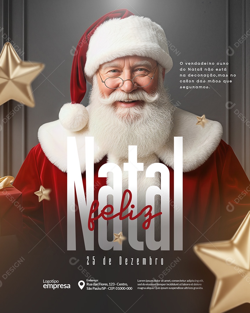Feliz Natal o Verdadeiro Ouro do Natal Social Media PSD Editável
