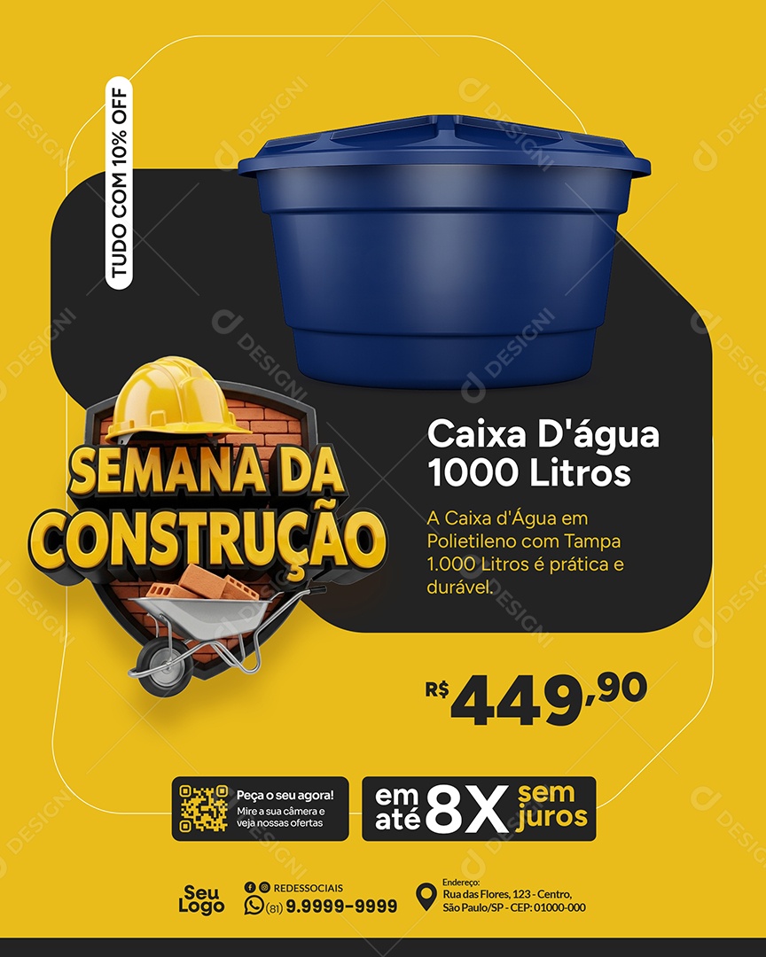 Loja de Materiais de Construção Caixa Social Media PSD Editável