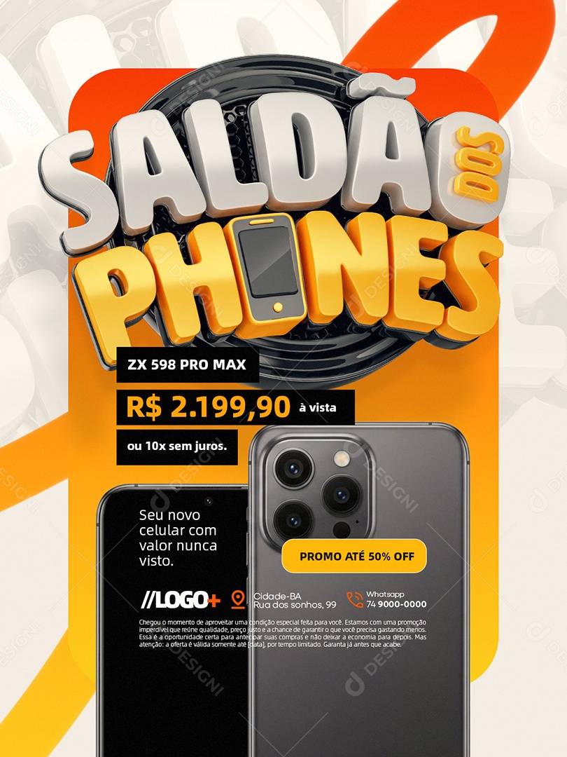 Saldão dos Phones Loja de Celulares Seu Novo Celular Social Media PSD Editável
